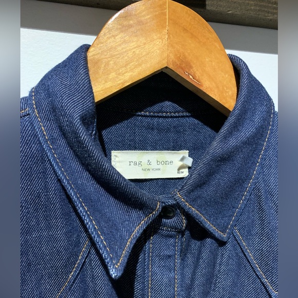 Rag & Bone Navy Wyatt Denim Shirt - ICONS Collection - Picture 6 of 10